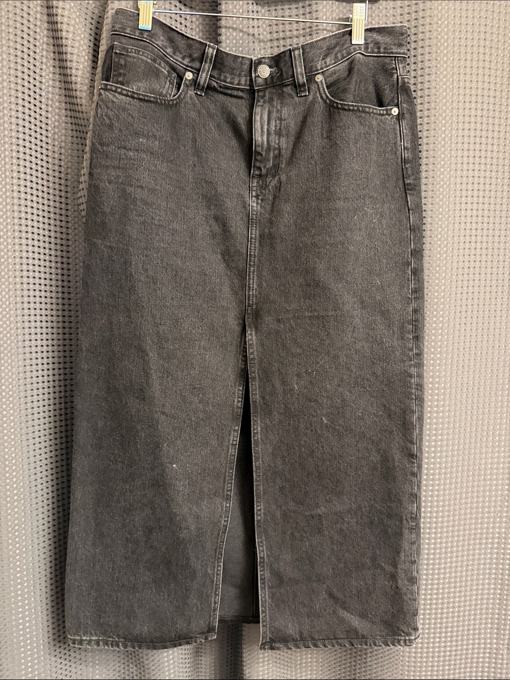 Madewell Black Straight-Leg Jeans Skirt with Front Slit